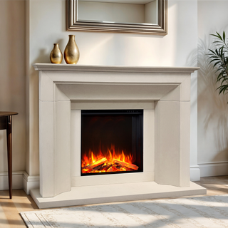 Celsi DLX Asencio 600XT Complete Limestone Fire and Fireplace Suite