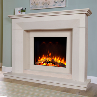Celsi DLX Angelo 600 Complete Limestone Electric Fire and Fireplace Suite