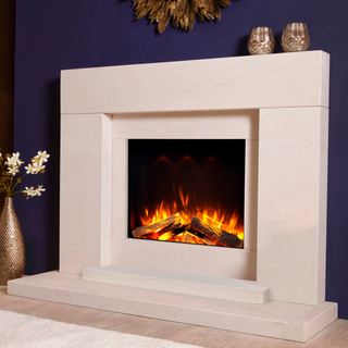 DLX Pablo 600 Complete Limestone Electric Fire and Fireplace Suite - Celsi