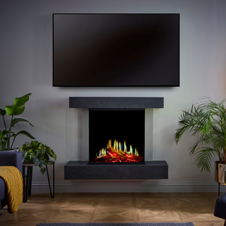 Cento Portrait Wall Mounted Electric Fire and Fireplace Suite - Katell