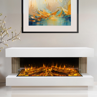 DLX Monroe Flat-To-Wall MDF Oak Panelling Electric Fire and Fireplace Suite - Celsi