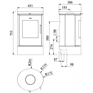 6140 Low Base Cylindrical Wood Burning Stove - Morsø
