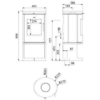 6143 Open Base Cylindrical Wood Burning Stove - Morsø