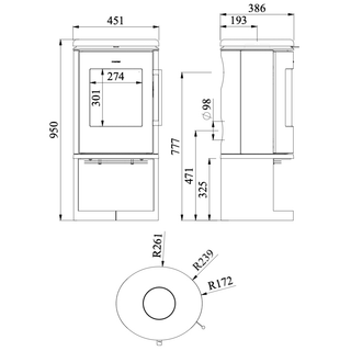 6843 Open Base Cylindrical Wood Burning Stove - Morsø