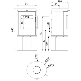 6848 Pedestal Base Cylindrical Wood Burning Stove - Morsø