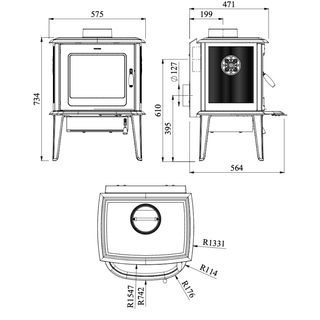 7110 Viking Emblem Sides Wood Burning Stove - Morsø