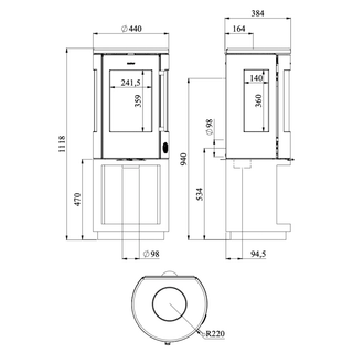 7493 Large Open Base 4.3kW Cylindrical Wood Burning Stove - Morsø