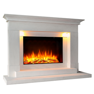 Celsi DLX Aleesia 750 Illumia Complete Limestone Fire and Fireplace Suite