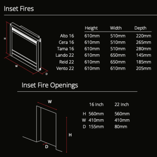 Alto E-FX 16" Hearth Inset Electric Fire - Flamerite