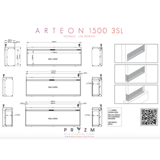 Pryzm Arteon 3SL 3-Sided Media Wall Electric Fire