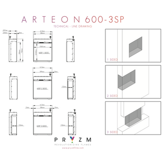 Pryzm Arteon 3SP Hole-In-The-Wall Inset Electric Fire
