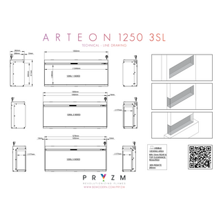 Pryzm Arteon 3SL 3-Sided Media Wall Electric Fire