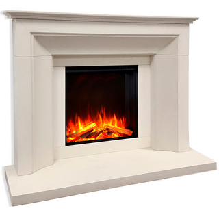 Celsi DLX Asencio 600XT Complete Limestone Fire and Fireplace Suite