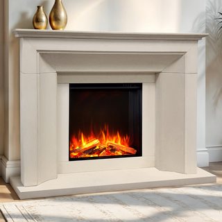 Celsi DLX Asencio 600XT Complete Limestone Fire and Fireplace Suite