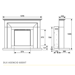 Celsi DLX Asencio 600XT Complete Limestone Fire and Fireplace Suite