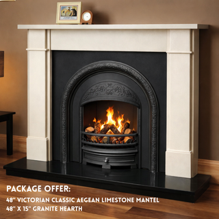 Ashbourne Integra Cast Iron Arch Back Panel Electric Fire - Ilektro