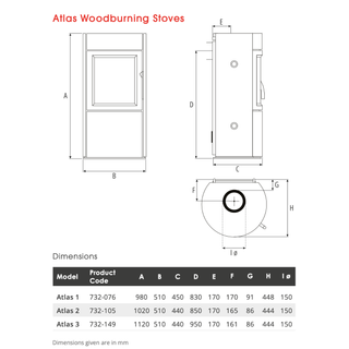 Atlas 1 Wood Burning Stove 5kW Single Window - FireFX