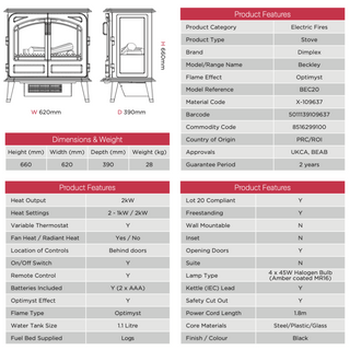 Beckley Optimyst Electric Stove - Dimplex