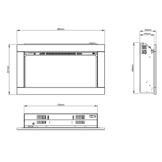 Avella 34" Wall Inset Electric Fire - Flare