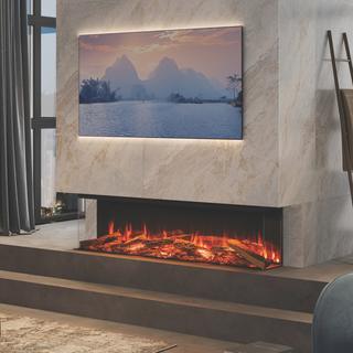 Avita RW 3-Sided Media Wall Electric Fire - Onyx