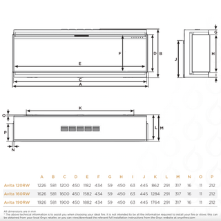 Avita RW 3-Sided Media Wall Electric Fire - Onyx