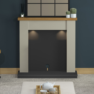 Barrowden 42" Flat-To-Wall Electric Stove Timber Inglenook - Flare