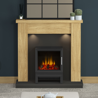 Barrowden 42" Flat-To-Wall Electric Stove Timber Inglenook - Flare