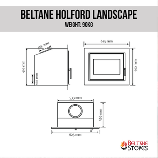 Holford Landscape 4.8kW Inset Woodburning Stove - Beltane
