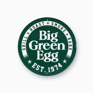 Round Stamped Aluminium Official EGGhead Sign Green - Big Green Egg
