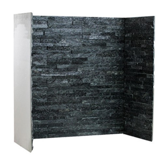 Black Quartz fireplace chamber lining set on white wall