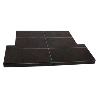 Black Riven Slate Effect Tiled T-Shaped Hearth - M.A.C. Metalcraft