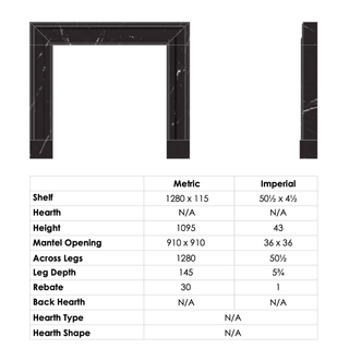 Bolection 50" Nero Marquina Marble Fireplace Mantel - FDC