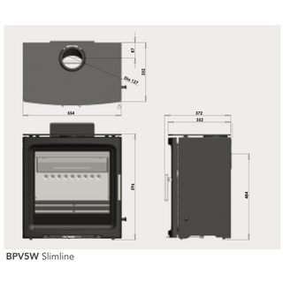 BPV5W-SLIM Purevision 5kW Wide Slimline Free-Standing Stove