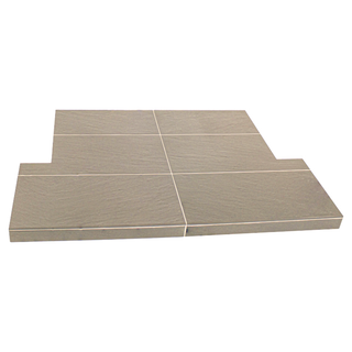Buff Riven Slate Effect Tiled T-Shaped Hearth - M.A.C. Metalcraft