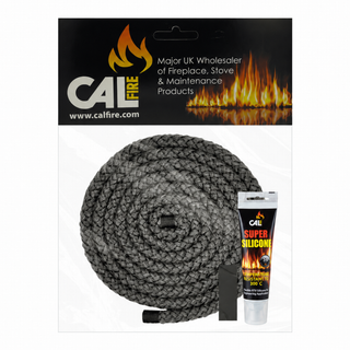 Black Stove Rope Seal Kit with Super Silicone - 2 Metres - Calfire