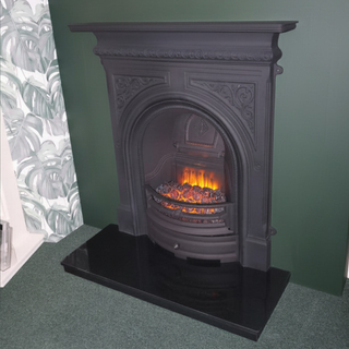 Ex-Display Greenock 36" Black Cast Iron Combination Electric Fireplace Package