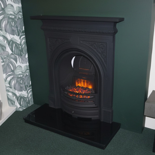 Ex-Display Greenock 36" Black Cast Iron Combination Electric Fireplace Package