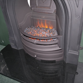 Ex-Display Greenock 36" Black Cast Iron Combination Electric Fireplace Package