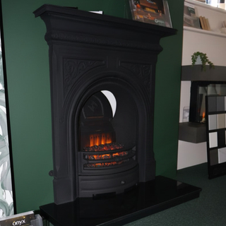 Ex-Display Greenock 36" Black Cast Iron Combination Electric Fireplace Package
