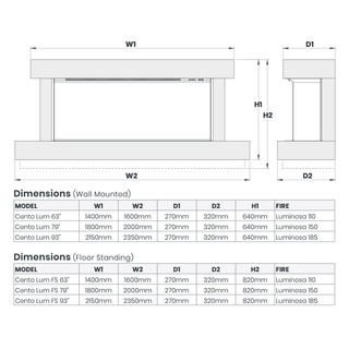 Cento Luminosa Electric Fire and Fireplace Suite - Katell Italia