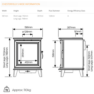 Chesterfield 5 Wide Multi Fuel Stove