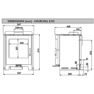 Churchill 8 Convection DC 7kW Woodburning Stove - Mendip