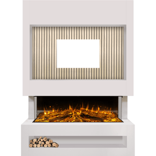 Celsi DLX 3-Sided Pre-Built Media Wall Electric Fire Complete Suite