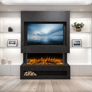 Celsi DLX 3-Sided Pre-Built Media Wall Electric Fire Complete Suite