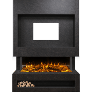 Celsi DLX 3-Sided Pre-Built Media Wall Electric Fire Complete Suite