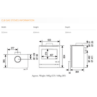 Gazco Yeoman CL8 Natural Gas Log Effect Free-Standing Gas Stove