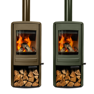 Brocksford CS5 5kW Solid Fuel Woodburning Cylindrical Freestanding Stove - Clock