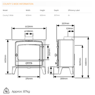 County 5 Wide Multi Fuel Stove