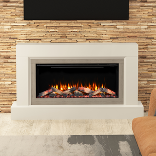 Diamond 62" Acacia Luxury Timber Flat-To-Wall IQFX Fire and Fireplace Suite