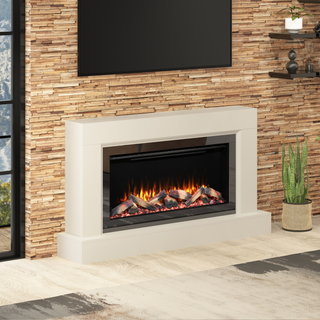 Diamond 62" Acacia Luxury Timber Flat-To-Wall IQFX Fire and Fireplace Suite